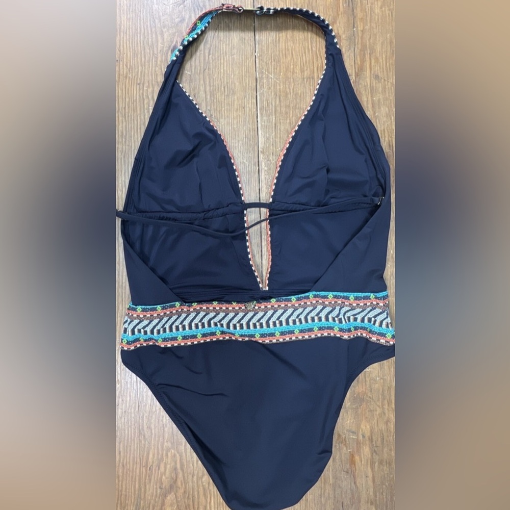 Nanette Lepore Deep V-Neck Goddess One-Piece Swimsuit [ SZ Large